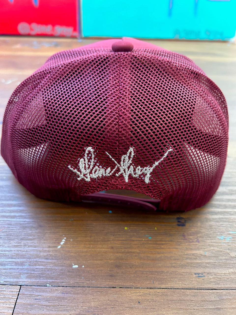 ILOVEME TRUCKER HAT DRIP PATCH (BURGANDY)