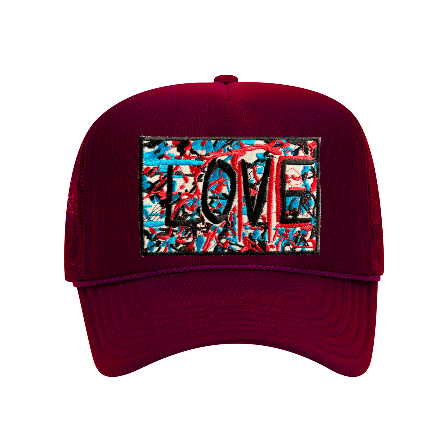 ILOVEME TRUCKER HAT DRIP PATCH (BURGANDY)