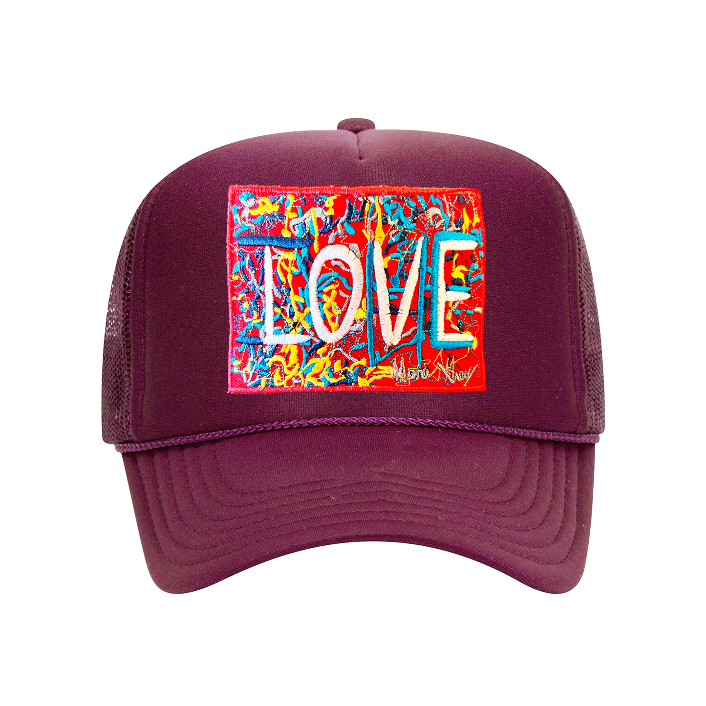 ILOVEME TRUCKER HAT PATCH (BURGANDY)